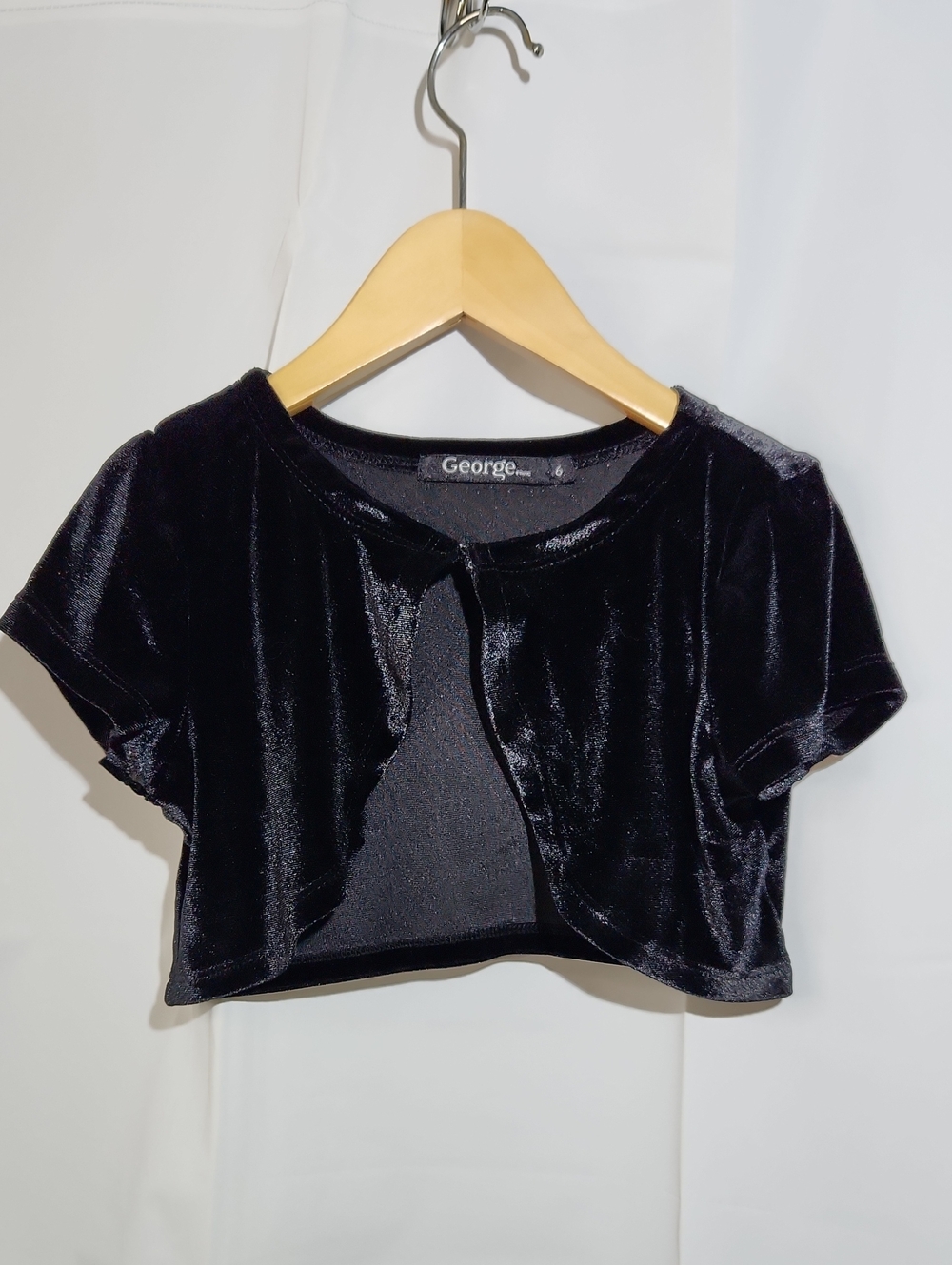 George Black Velvet Cropped Bolero Top for Kids Size 6